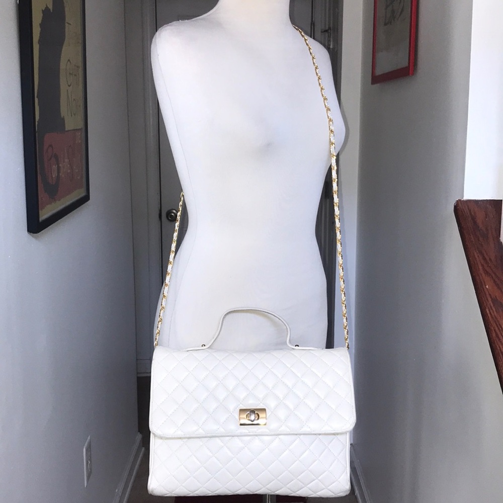 Vintage Large Jay Herbert Cream Quilted Leather 😘
